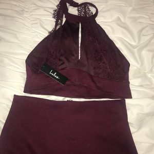 2 piece burgundy mini dress - brand new with tags!